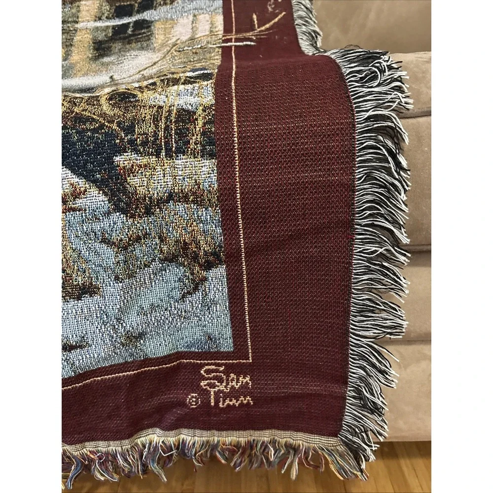 Winter Scene Throw Blanket Cardinals Water Wheel House 57